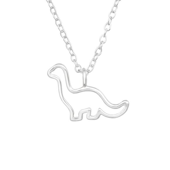 Sterling Silver Dainty Dinosaur Necklace - Picture 1 of 16